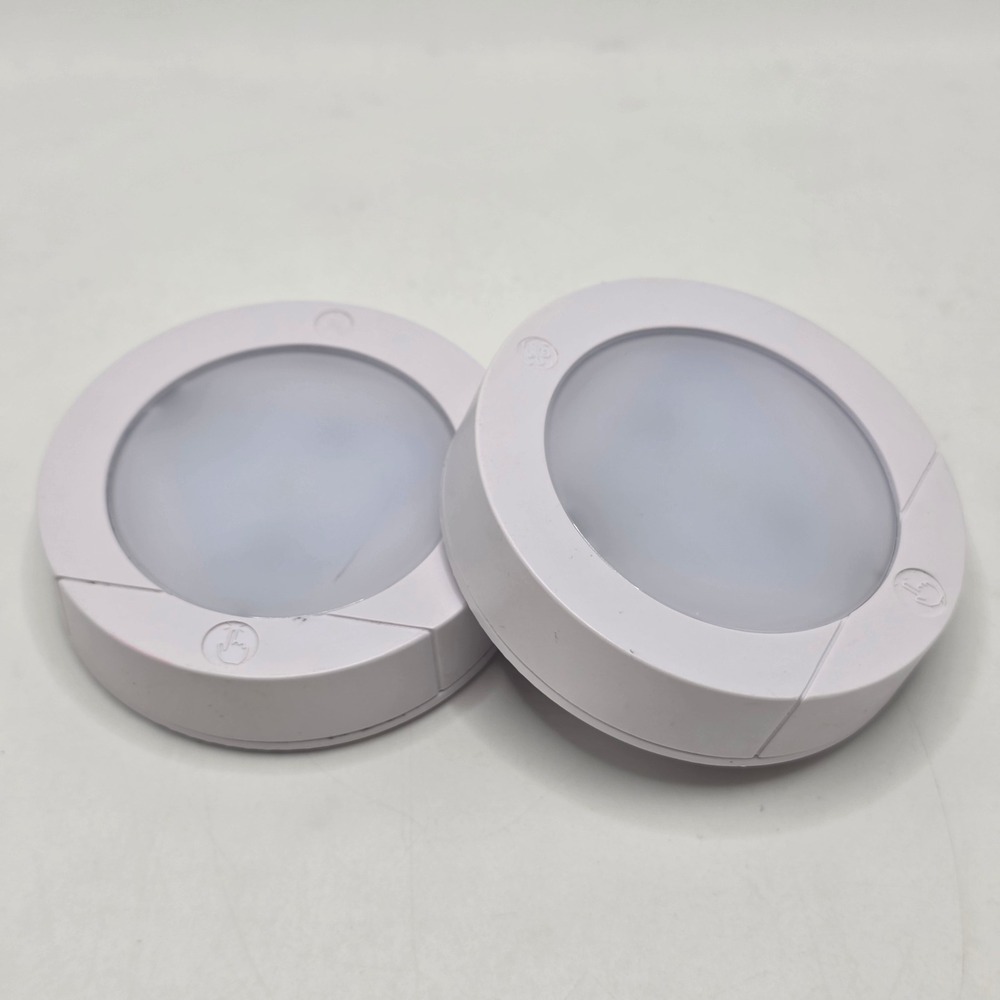GE LED Puck Light Set of 2 Touch Activated Battery Operated Under Cabinet White